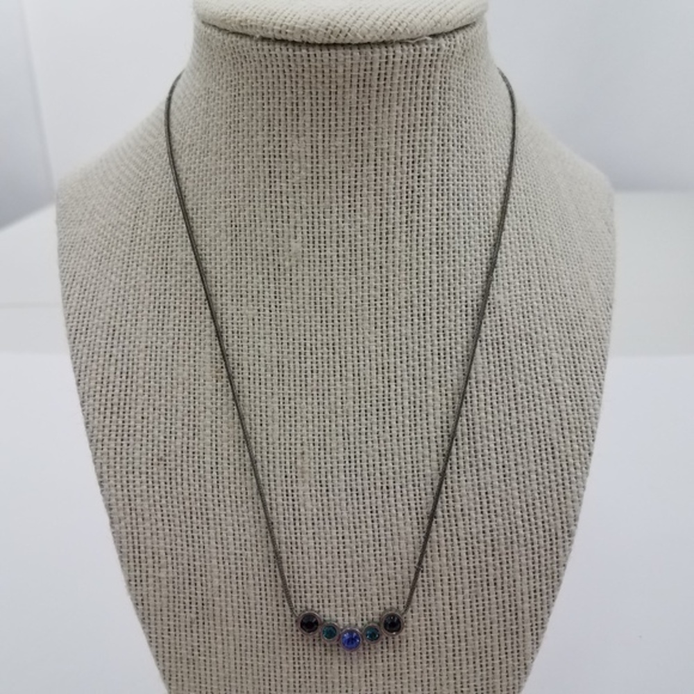 m4m Necklace Blue‎ silver Tone Bubble Round Dainty
